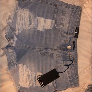 distressed denim shorts